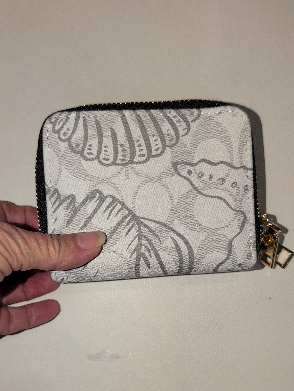Double Zip  Wallet - Light Gray Shell Print